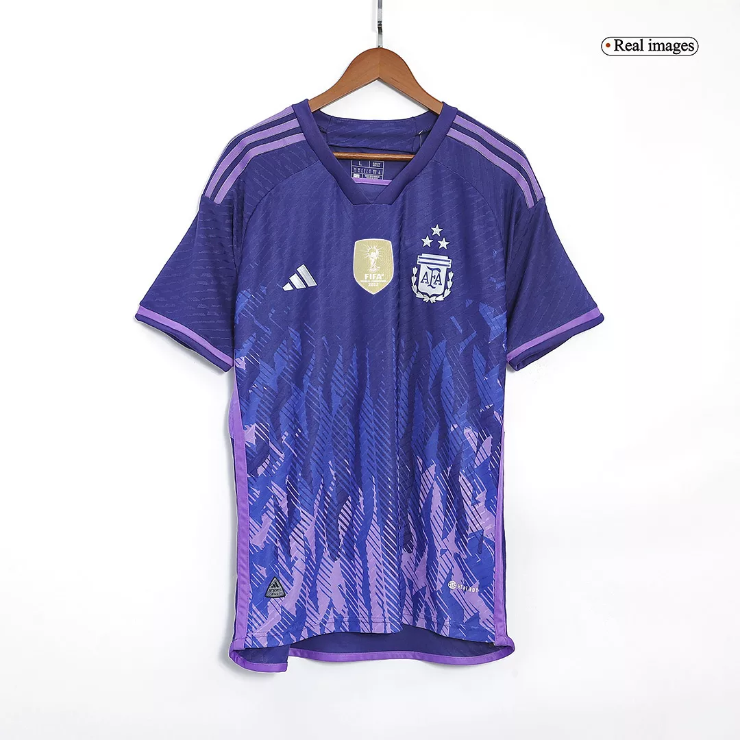 Argentina Soccer Jersey Three Stars Jersey Champion Edition Away Player Version Custom World Cup Jersey 2022 - bestsoccerstore