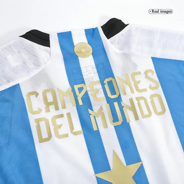 Argentina Soccer Jersey Champions 3 StarsHome Player Version World Cup Jersey 2022 - bestsoccerstore