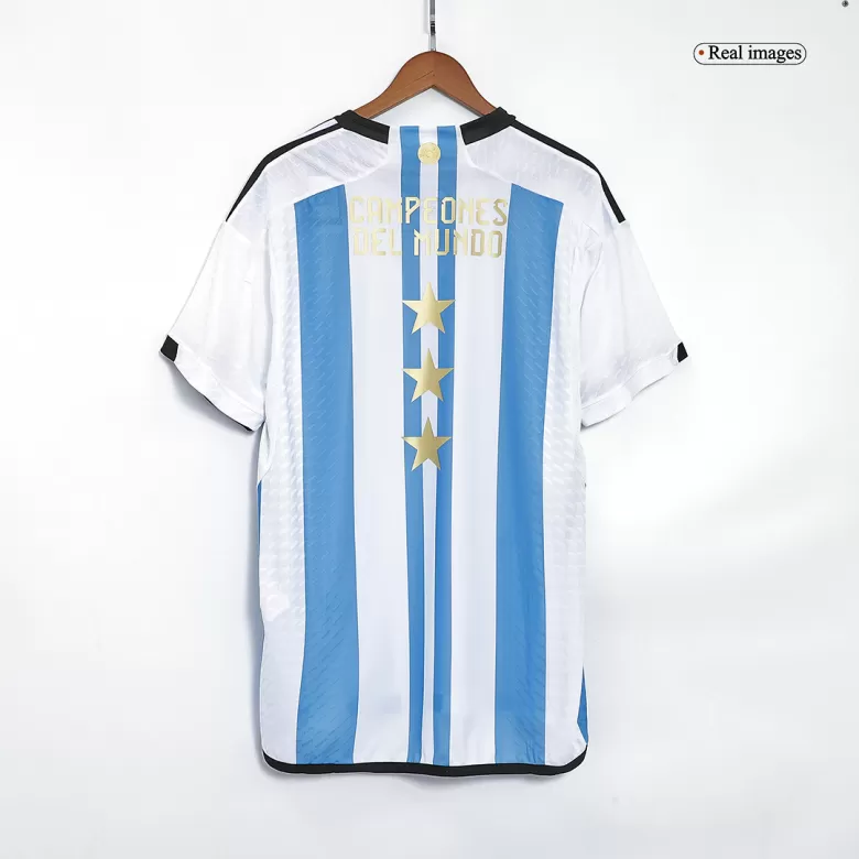 Argentina Soccer Jersey Champions 3 StarsHome Player Version World Cup Jersey 2022 - bestsoccerstore