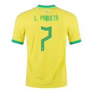 Brazil Home Soccer Jersey Custom L. PAQUETÁ #7 World Cup Jersey 2022 - bestsoccerstore