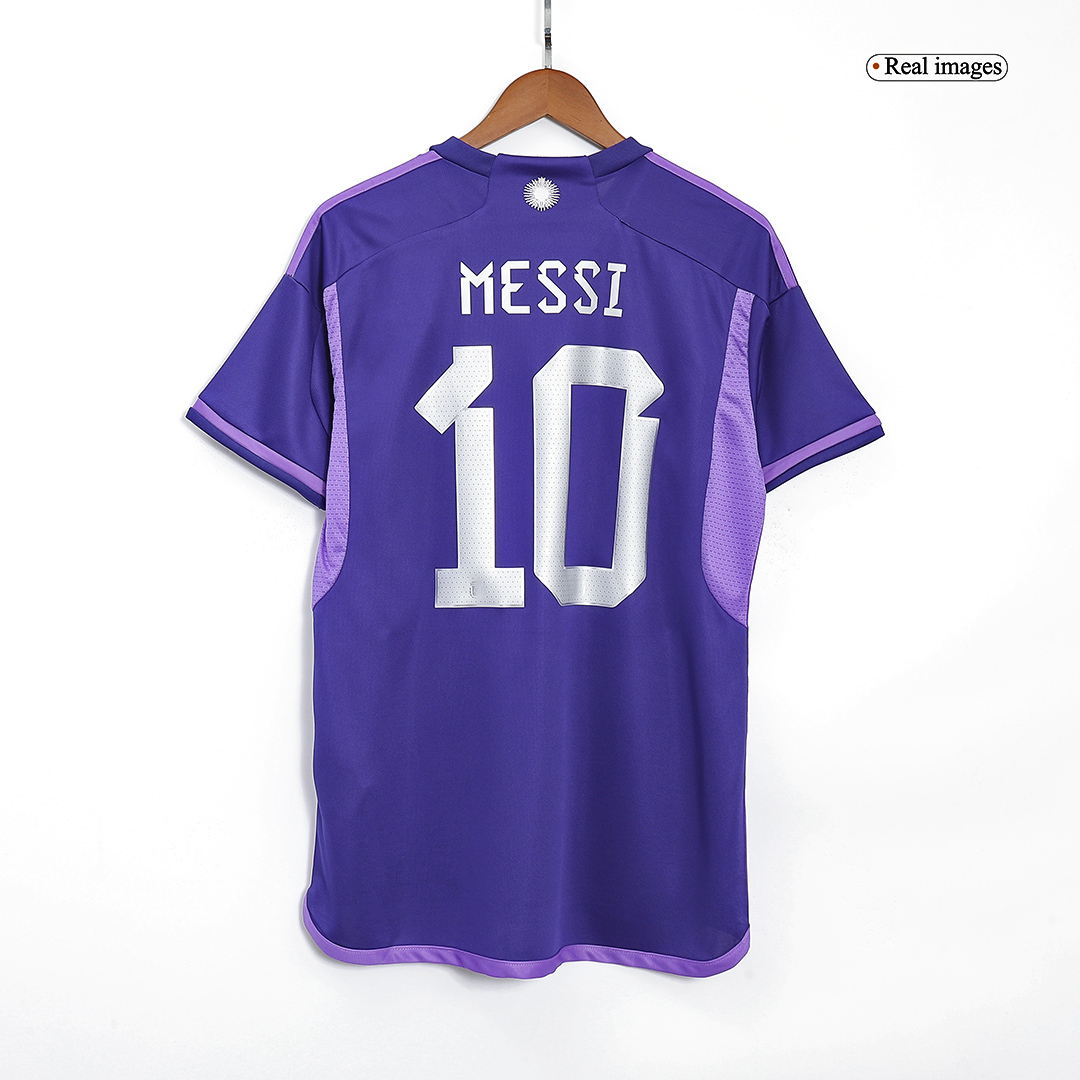 SignMESSI #10 Argentina Soccer Jersey Champions 3 Stars Home Player Version  Custom World Cup Jersey 2022