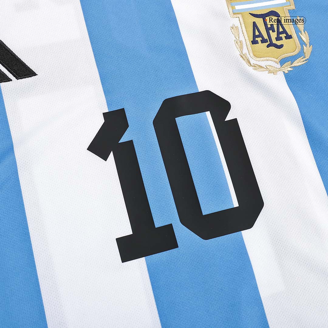 Argentina Champions Three Stars Lionel Messi 10 Men Home Jersey - Praise To  Heaven