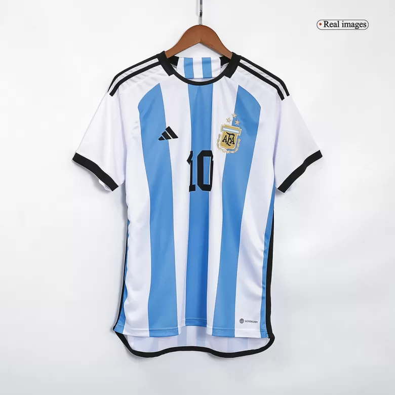 MESSI #10 Argentina Soccer Jersey Three Stars Jersey Champion Edition Home Custom World Cup Jersey 2022 - bestsoccerstore