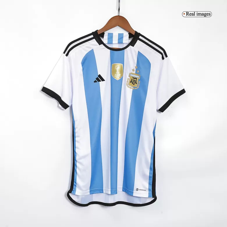 Argentina Soccer Jersey Three Stars Jersey Champion Edition Home Custom World Cup Jersey 2022 - bestsoccerstore