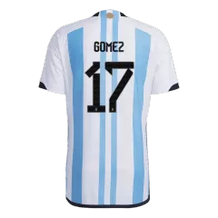 GOMEZ #17 Argentina Soccer Jersey Three Stars Jersey Champion Edition Home Player Version Custom World Cup Jersey 2022 - bestsoccerstore