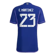 E. MARTINEZ #23 Argentina Soccer Jersey Three Stars Jersey Champion Edition Away Player Version Custom World Cup Jersey 2022 - bestsoccerstore