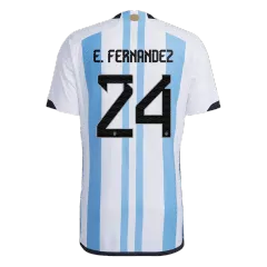 E. FERNANDEZ #24 Argentina Soccer Jersey Three Stars Jersey Champion Edition Home Player Version Custom World Cup Jersey 2022 - bestsoccerstore