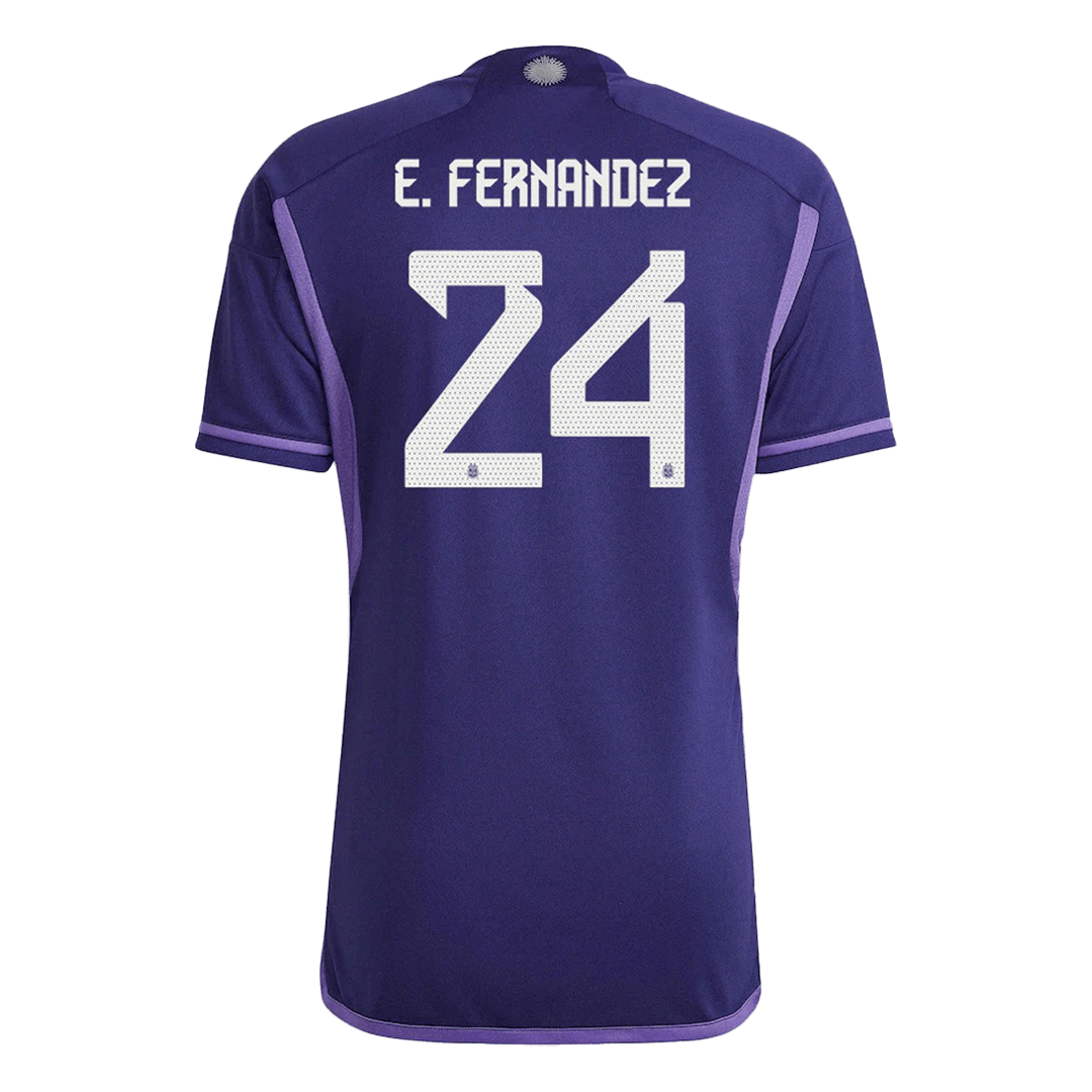 Argentina Jersey E. FERNANDEZ #24 Custom Away Soccer Jersey 2022