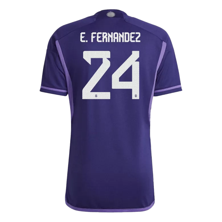 E. FERNANDEZ #24 Argentina Soccer Jersey Three Stars Jersey Champion  Edition Away Custom World Cup Jersey 2022