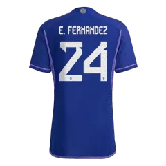 E. FERNANDEZ #24 Argentina Soccer Jersey Three Stars Jersey Champion Edition Away Player Version Custom World Cup Jersey 2022 - bestsoccerstore