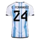 E. FERNANDEZ #24 Argentina Soccer Jersey Three Stars Jersey Champion Edition Home Custom World Cup Jersey 2022 - bestsoccerstore