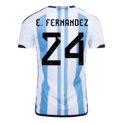 E. FERNANDEZ #24 Argentina Soccer Jersey Three Stars Jersey Champion Edition Home Custom World Cup Jersey 2022 - bestsoccerstore