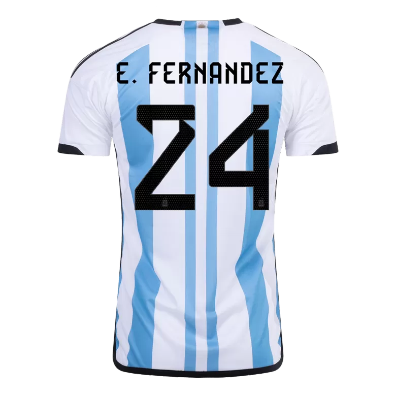 E. FERNANDEZ #24 Argentina Soccer Jersey Three Stars Jersey Champion Edition Home Custom World Cup Jersey 2022 - bestsoccerstore