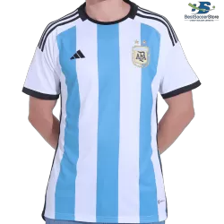 3 Stars 2022 Argentina Home Jersey CAMPEONES DEL MUNDO Printing - Kitsociety