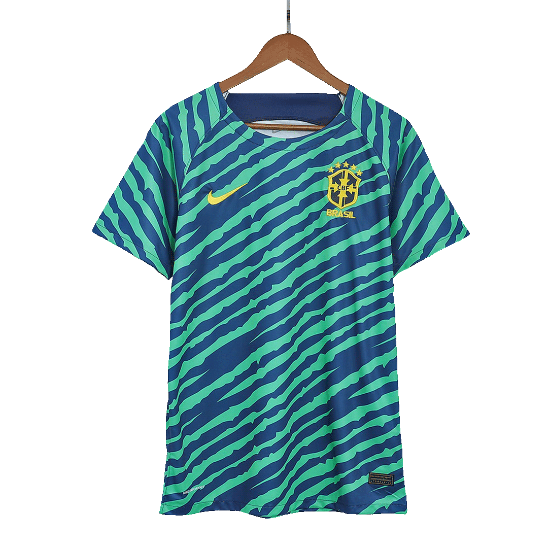 Brazil National Team Nike 2022/23 Pre-Match Top - Blue/Green