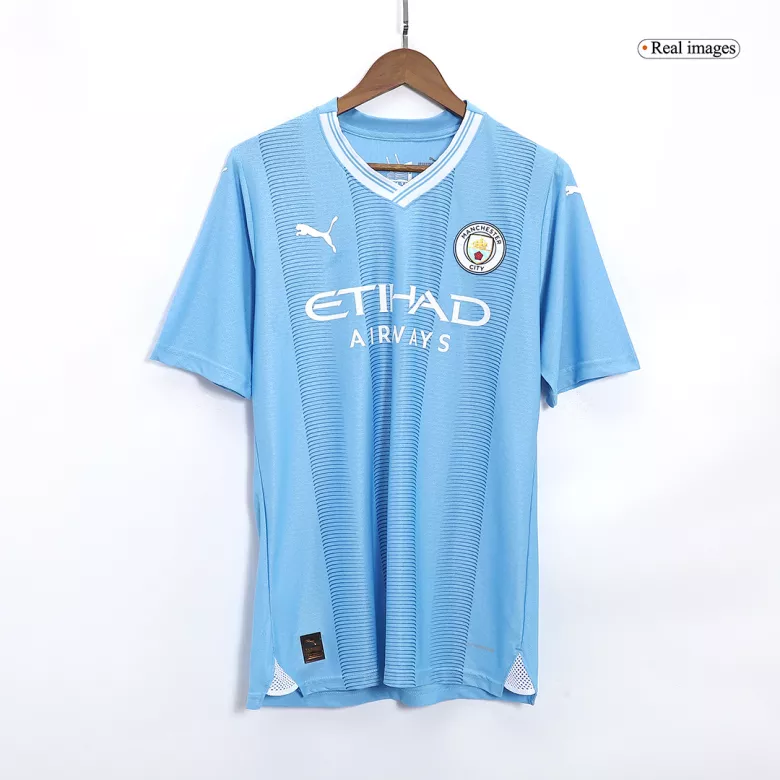 Authentic Manchester City Soccer Jersey HAALAND #9 Home Shirt 2023/24 - bestsoccerstore