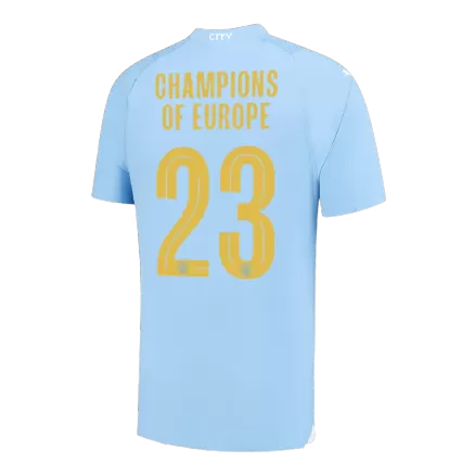 Manchester City Jersey CHAMPIONS OF EUROPE #23 Custom Home Soccer Jersey 2023/24 - bestsoccerstore