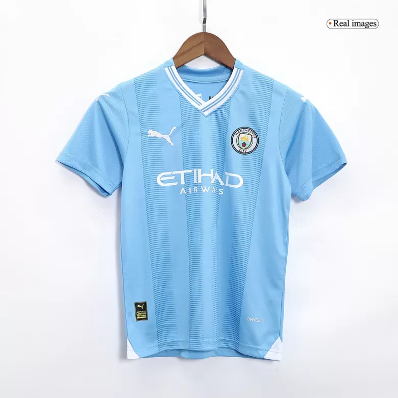 Kid's Manchester City Jersey Custom Home Soccer Soccer Kits 2023/24 - bestsoccerstore