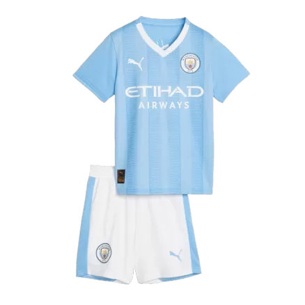 Kid's Manchester City Jersey Custom Home Soccer Soccer Kits 2023/24 - bestsoccerstore