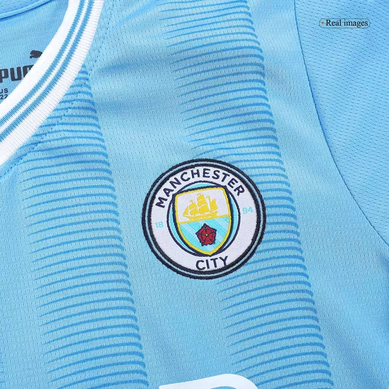 Kid's Manchester City Jersey Custom Home Soccer Soccer Kits 2023/24 - bestsoccerstore