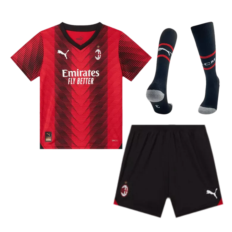 Kid's AC Milan Whole Kits Custom Home Soccer Kit 2023/24 - bestsoccerstore