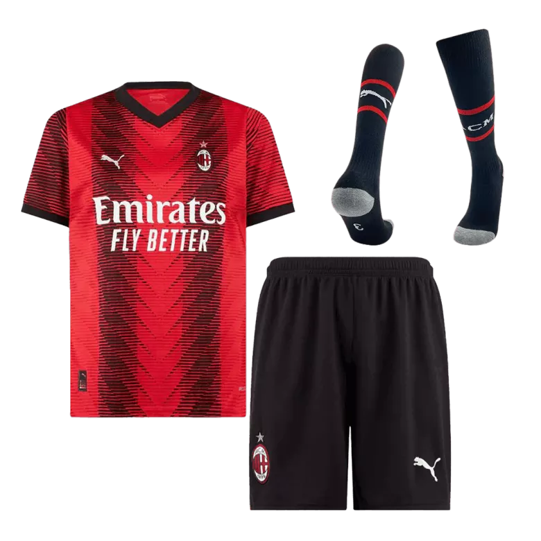 AC Milan Jersey Custom Home Soccer Jersey Full Kit 2023/24 - bestsoccerstore