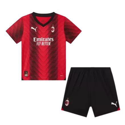 Kid's AC Milan Jersey Custom Home Soccer Soccer Kits 2023/24 - bestsoccerstore