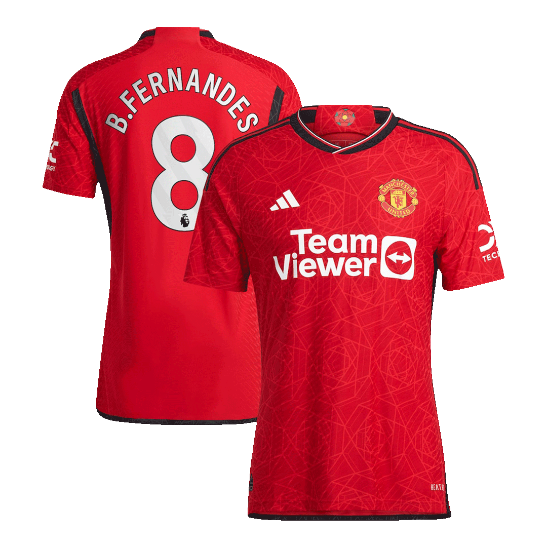 Authentic Manchester United Soccer Jersey B.FERNANDES #8 Home Shirt ...