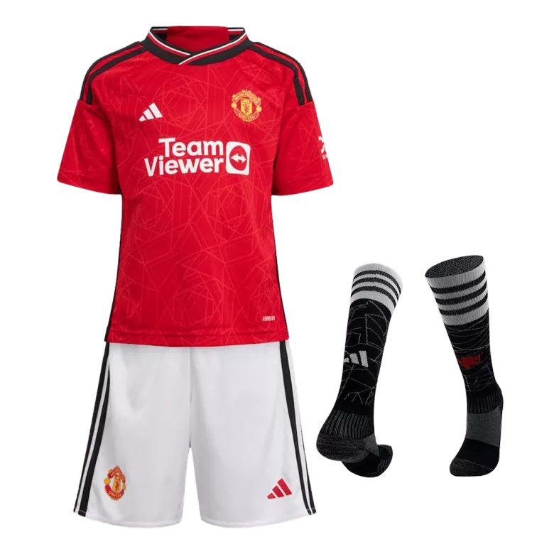 Kid's Manchester United Whole Kits Custom Home Soccer Kit 2023/24 - bestsoccerstore