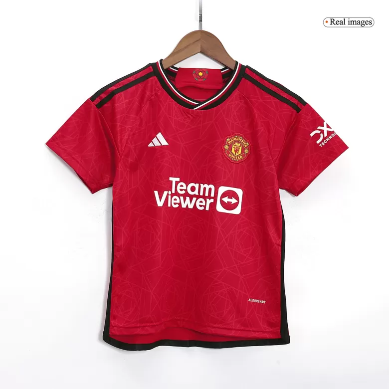 Kid's Manchester United Jersey Custom Home Soccer Soccer Kits 2023/24 - bestsoccerstore