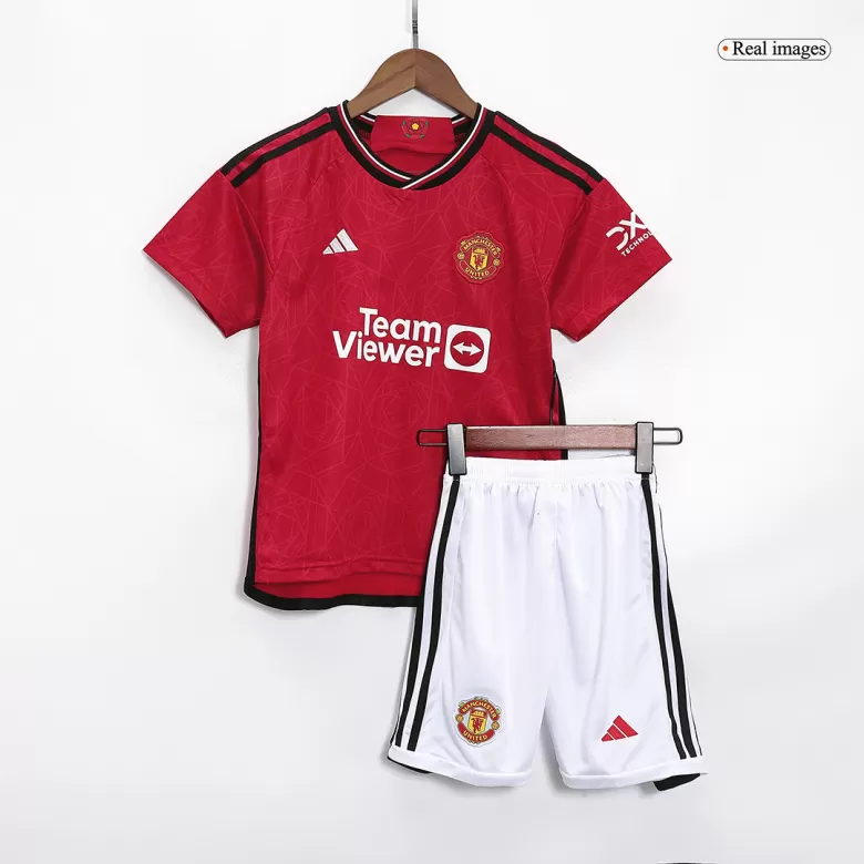 Kid's Manchester United Jersey Custom Home Soccer Soccer Kits 2023/24 - bestsoccerstore