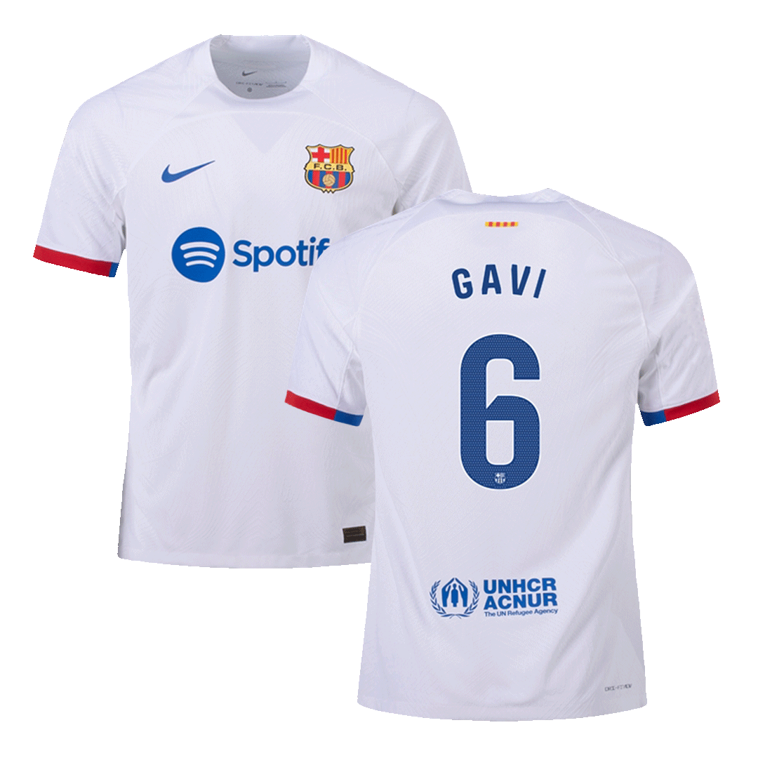 Men's Nike Gavi White Barcelona 2023/24 Away Match Authentic Player Jersey Size: Small