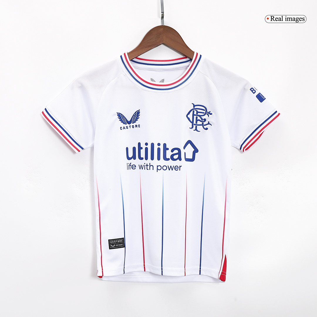 23/24 Kids Glasgow Rangers Away White Jersey - Kitsociety