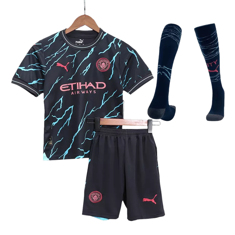 Kid's Manchester City Whole Kits Custom Third Away Soccer Kit 2023/24 - bestsoccerstore
