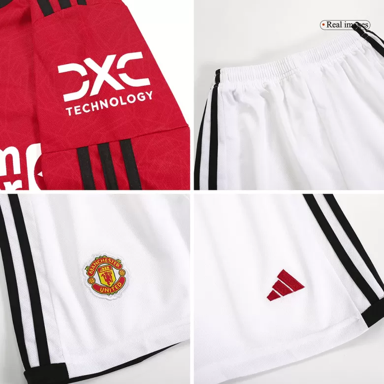 Kid's Manchester United Custom Home Soccer Kits Long Sleeve 2023/24 - bestsoccerstore