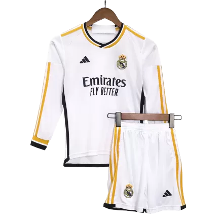 Kid's Real Madrid Custom Home Soccer Kits Long Sleeve 2023/24 - bestsoccerstore