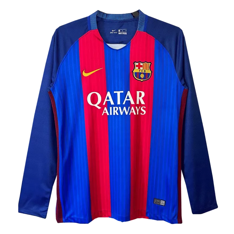 Barcelona Retro Jersey Home Long Sleeve Soccer Shirt 2016/17 - bestsoccerstore