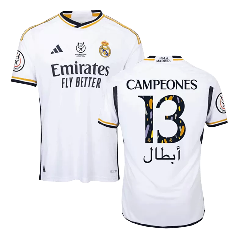 Authentic Real Madrid Soccer Jersey CAMPEONES #13 Home Shirt 2023/24 - bestsoccerstore