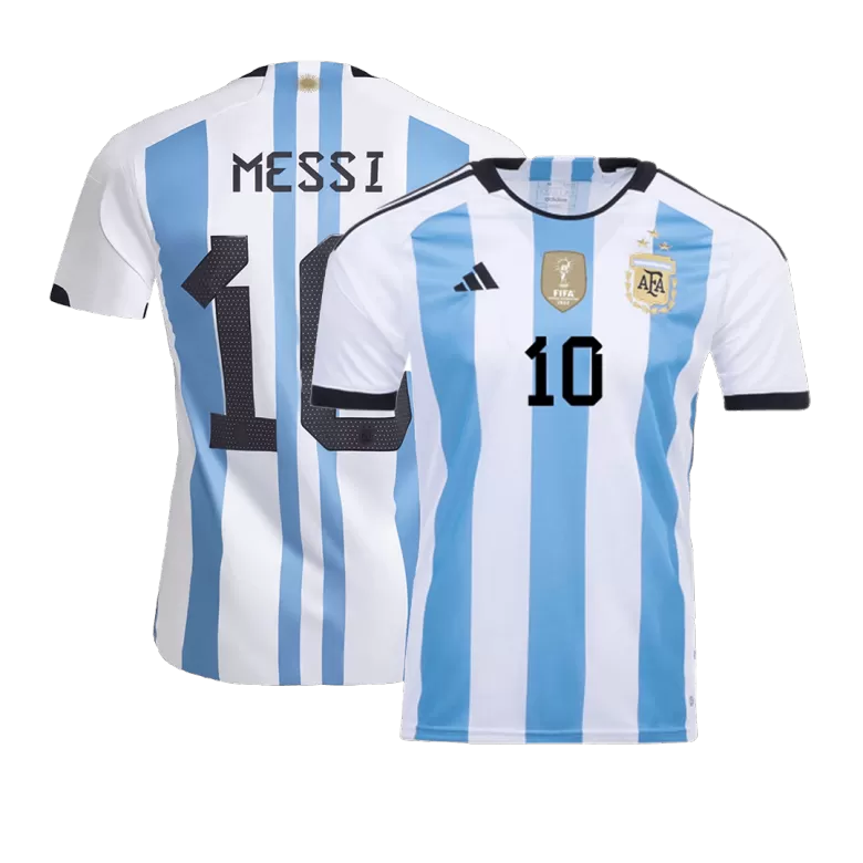 MESSI #10 Argentina Soccer Jersey Three Stars Jersey Champion Edition Home Custom World Cup Jersey 2022 - bestsoccerstore