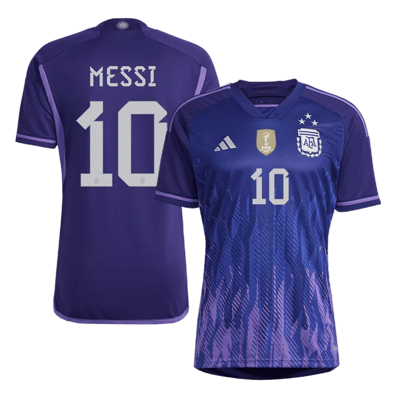 MESSI #10 Argentina Soccer Jersey Three Stars Jersey Champion Edition Away Custom World Cup Jersey 2022 - bestsoccerstore