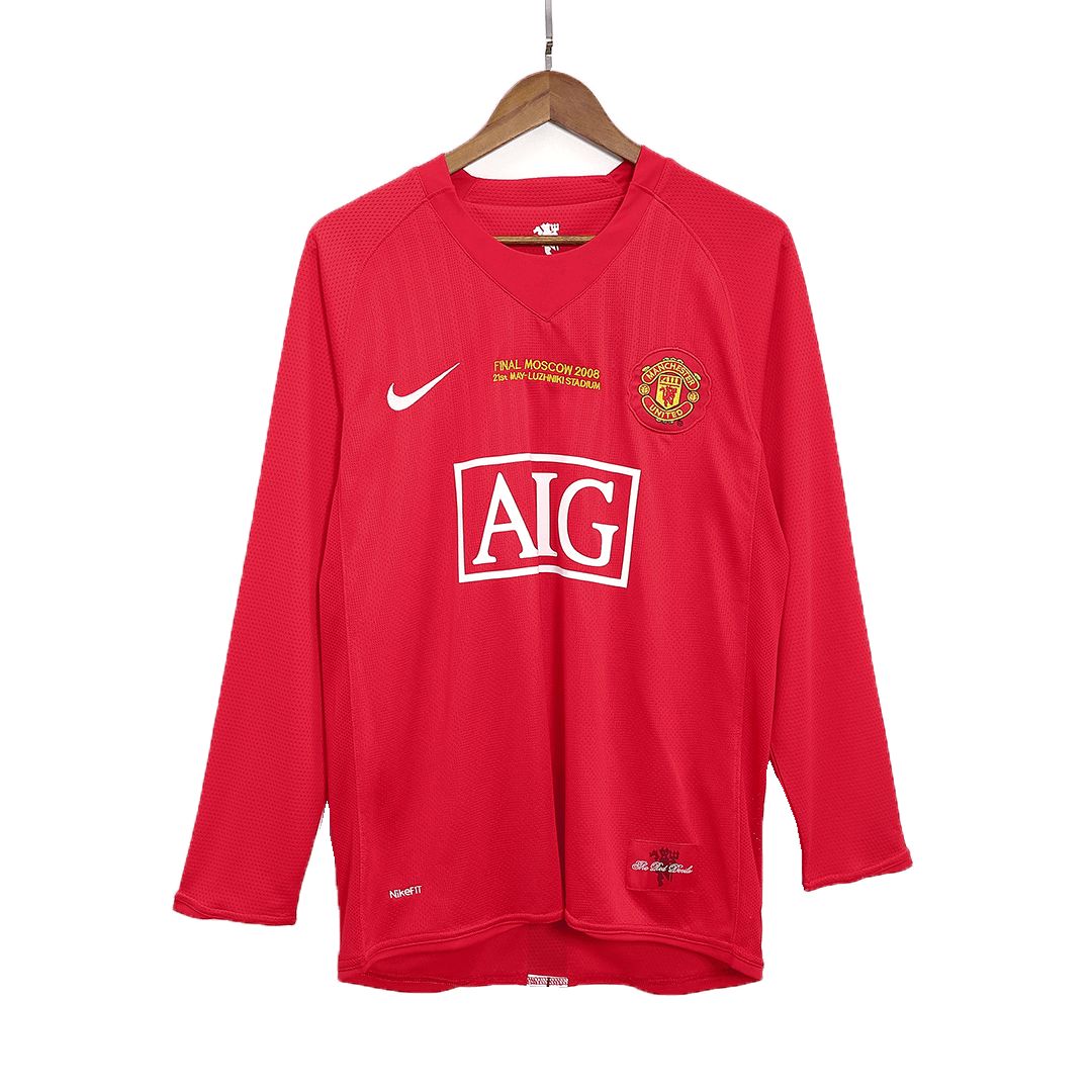 RONALDO #7 Manchester United Retro Jersey Home Long Sleeve Soccer Shirt 2007/08 - bestsoccerstore