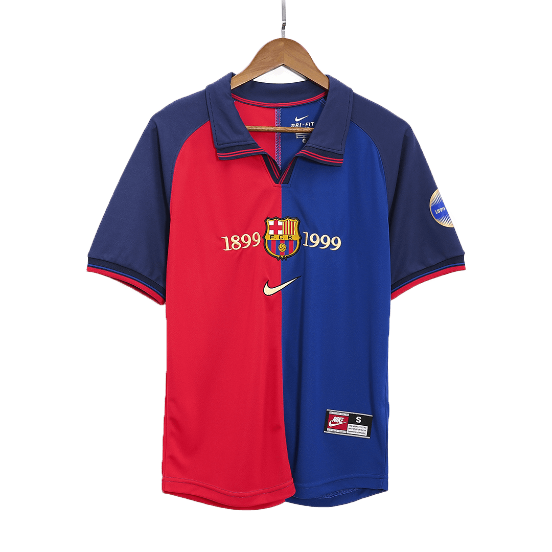 KLUIVERT #9 Barcelona Retro Jersey Home Soccer Shirt 1999/00 100th Anniversary
