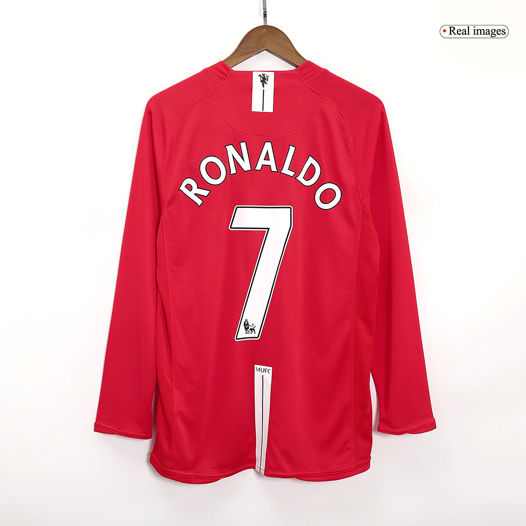 RONALDO #7 Manchester United Retro Jersey Home Long Sleeve Soccer Shirt 2007/08 - bestsoccerstore