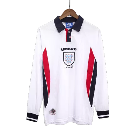 England Retro Jersey Home Long Sleeve Soccer Shirt 1998 - bestsoccerstore