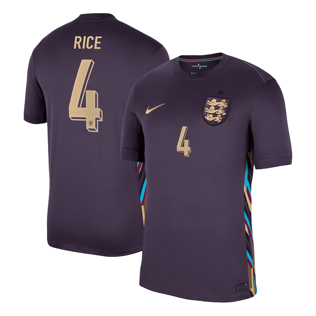 RICE #4 England Soccer Jersey Away Custom Shirt - bestsoccerstore