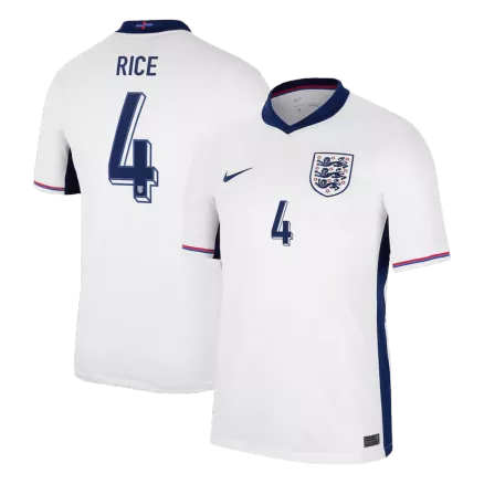 RICE #4 England Soccer Jersey Home Custom Shirt 2024 - bestsoccerstore