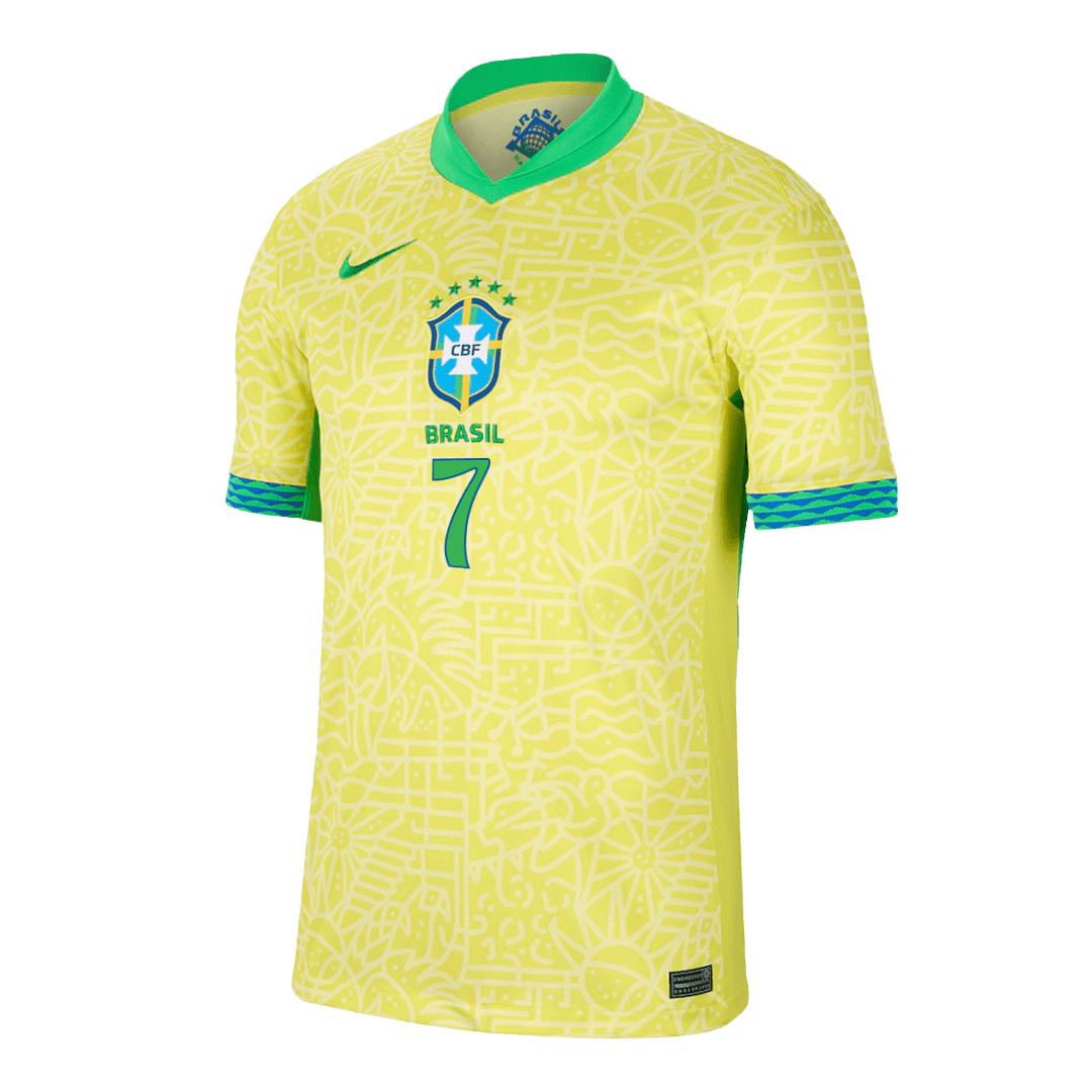 VINI JR. #7 Brazil Soccer Jersey Home Custom Shirt - bestsoccerstore