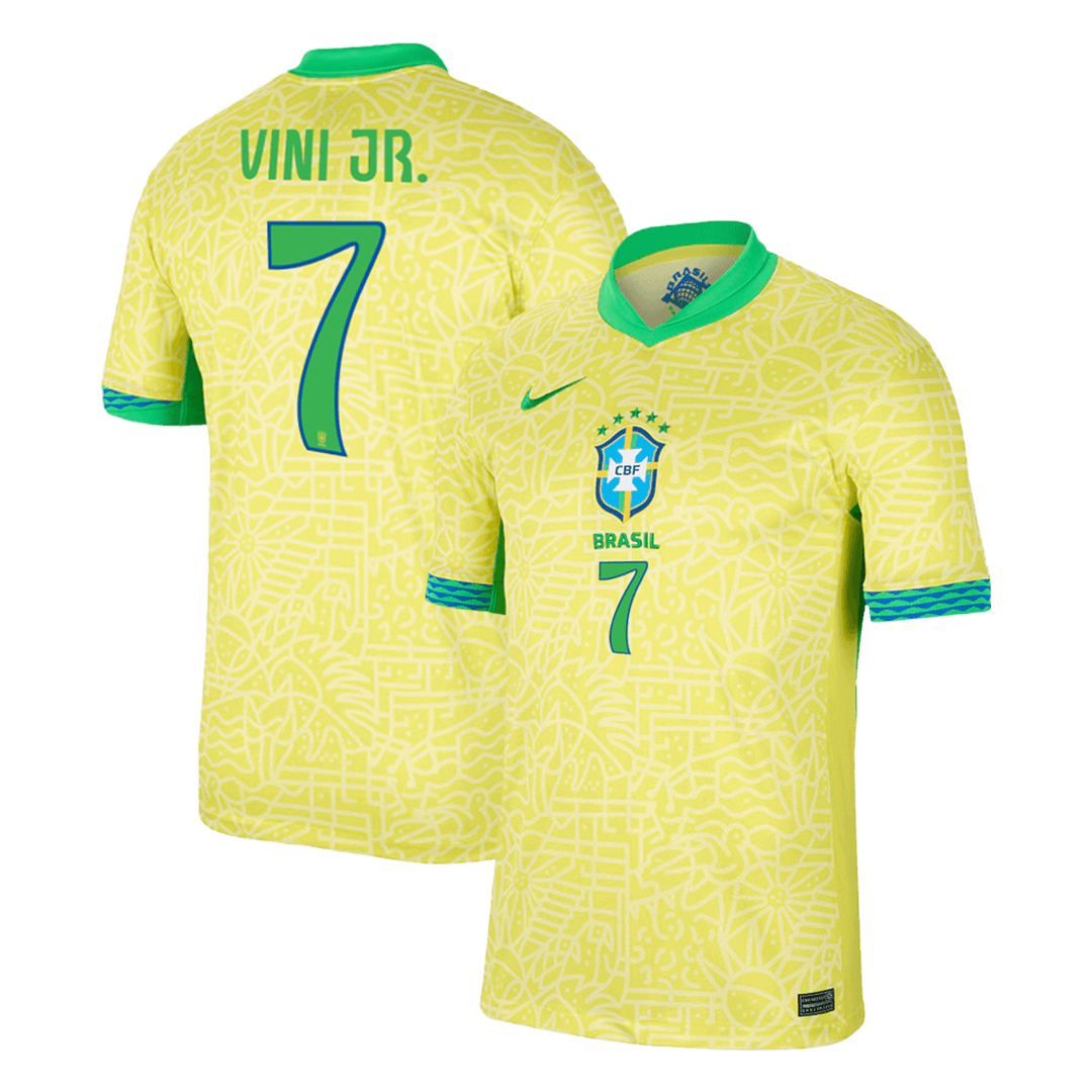 VINI JR. #7 Brazil Soccer Jersey Home Custom Shirt - bestsoccerstore