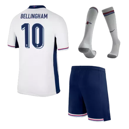 Kids England BELLINGHAM #10 Custom Home Full Soccer Kits Euro 2024 - bestsoccerstore