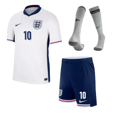 Kids England BELLINGHAM #10 Custom Home Full Soccer Kits Euro 2024 - bestsoccerstore